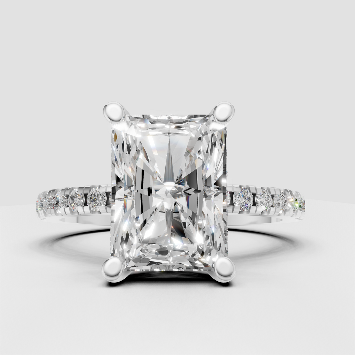 Radiant diamond engagement ring with four-prong setting