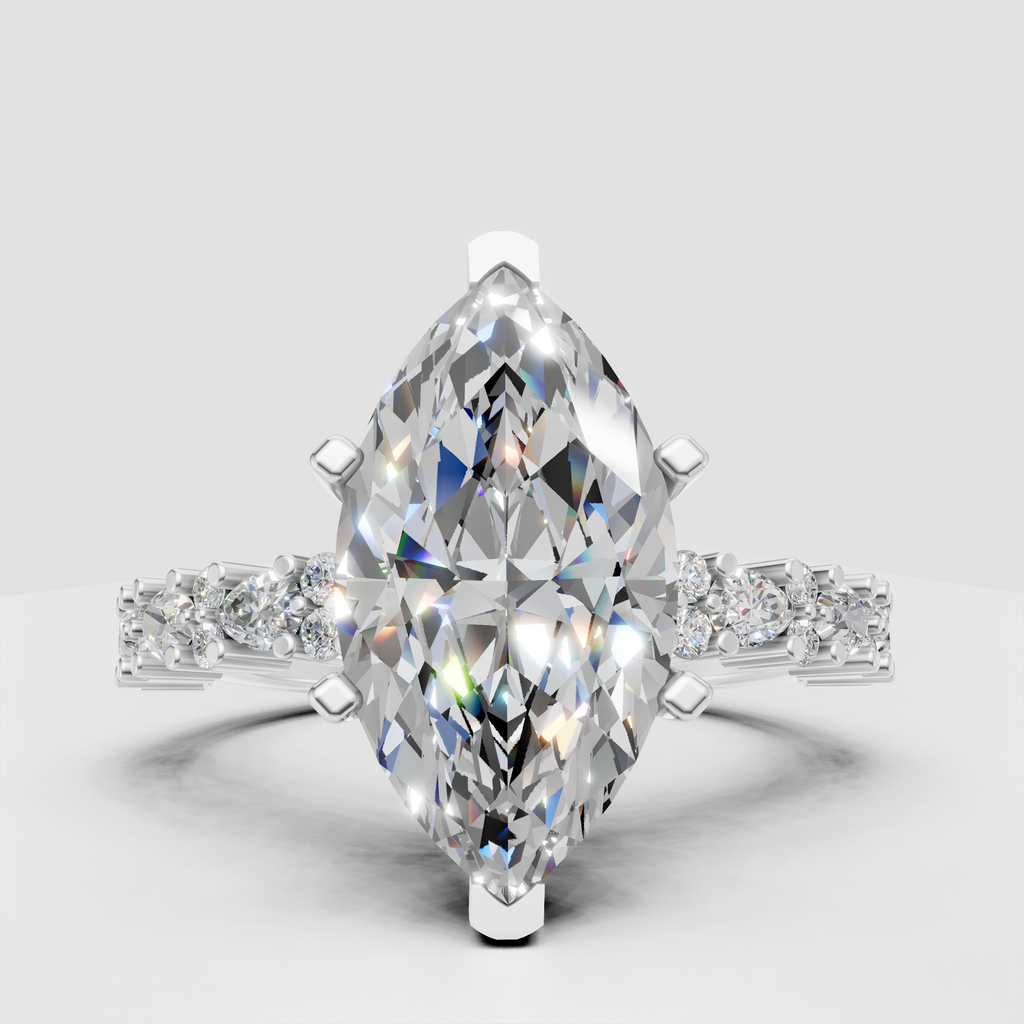 Marquise shaped diamond engagement ring