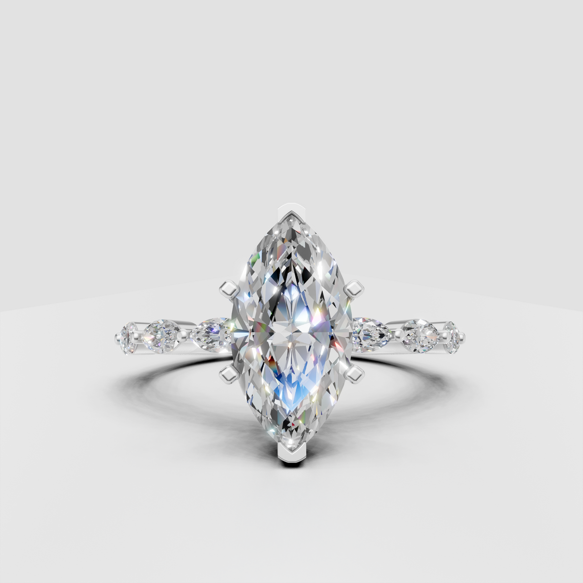Elegant marquise diamond engagement ring with side stones