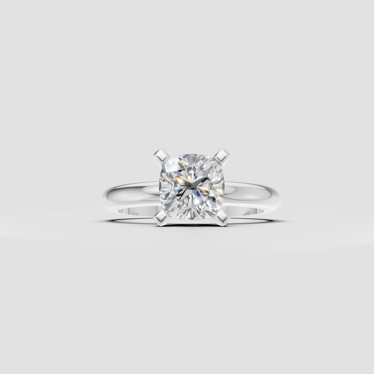Elegant cushion cut diamond solitaire engagement ring