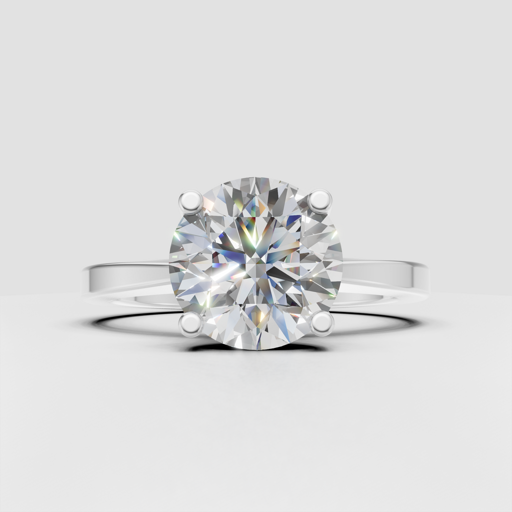 Yellow gold round diamond solitaire engagement ring front view