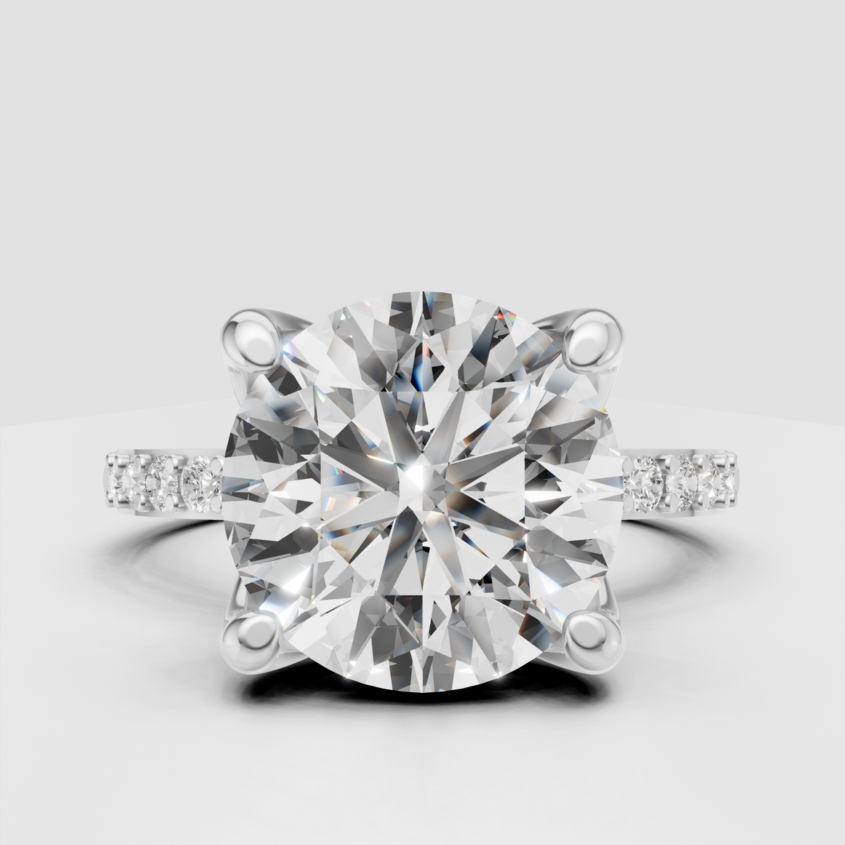 Luxury yellow gold cathedral Diamond engagement ring with sparkling pavé accents