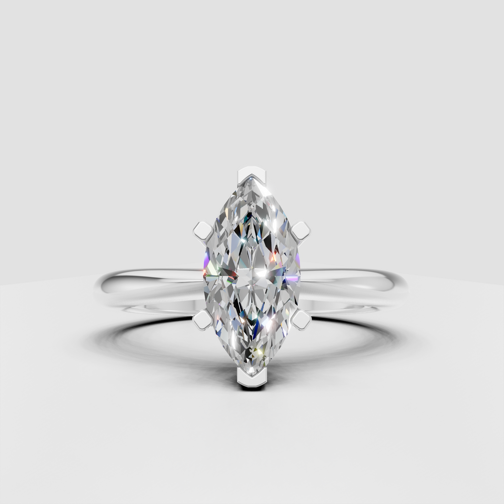 Elegant marquise cut diamond ring with smooth gold band