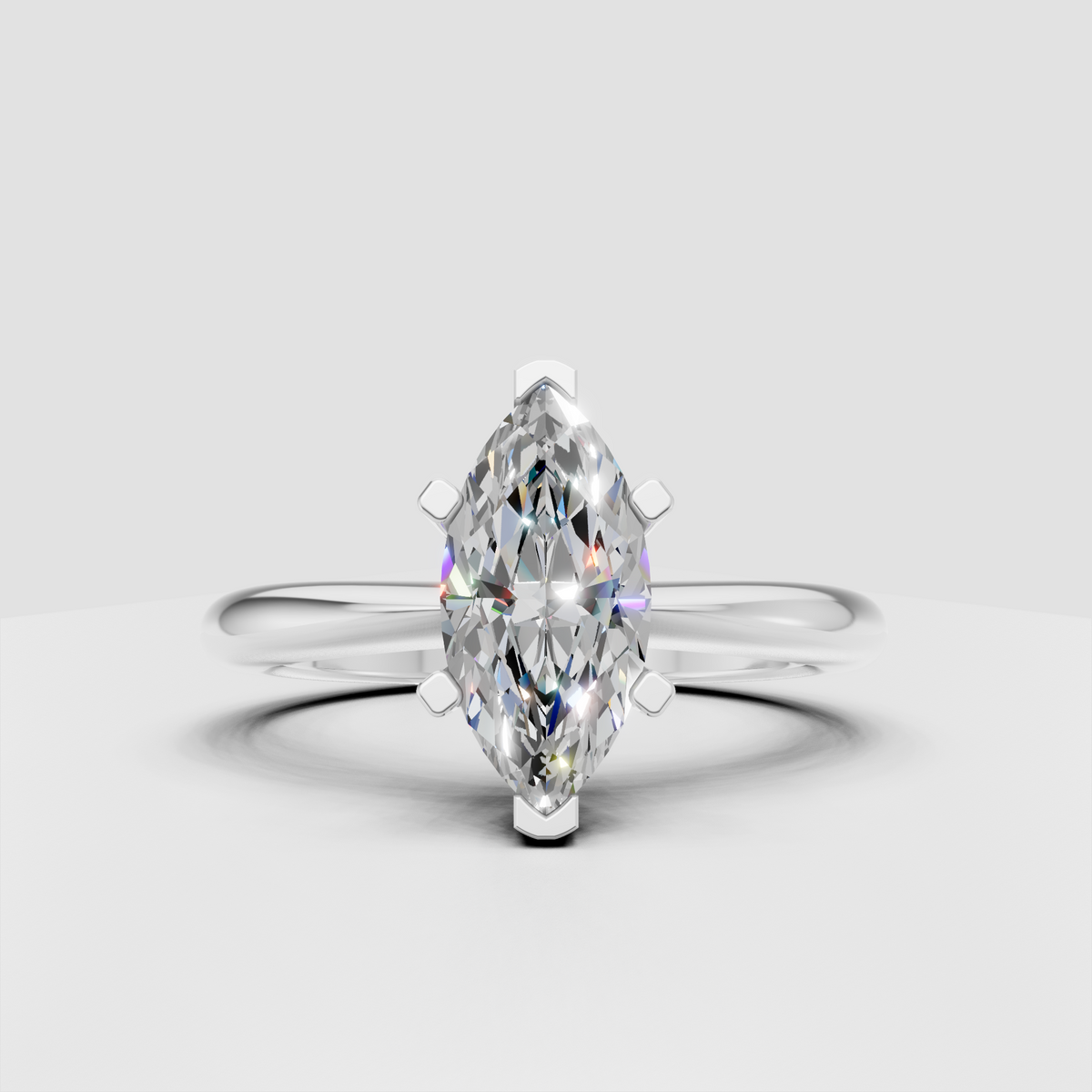 Elegant marquise cut diamond ring with smooth gold band