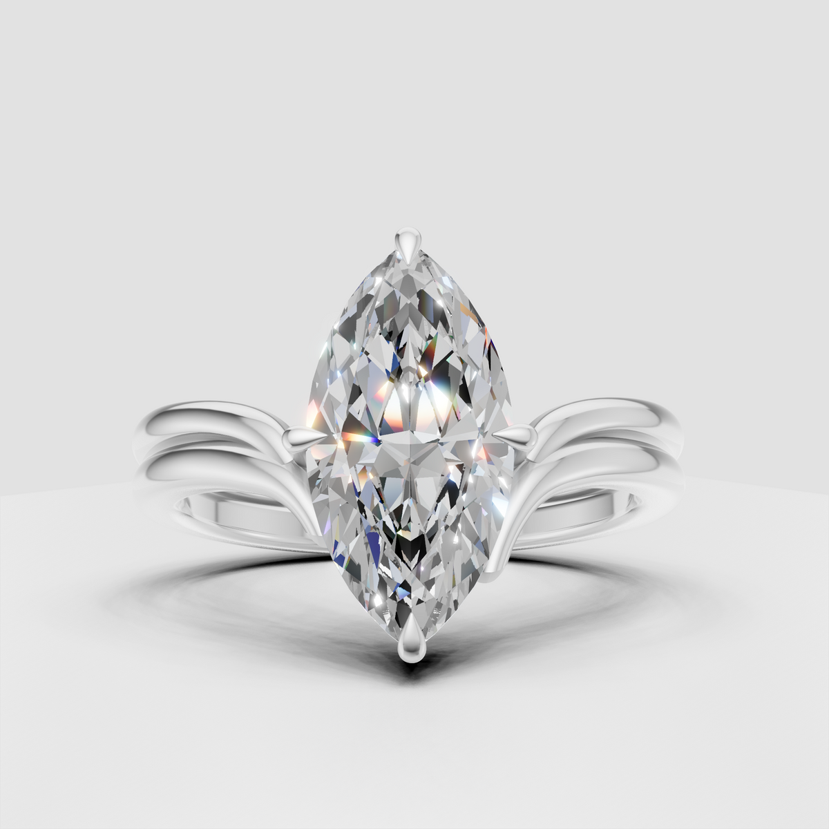 Luxury marquise diamond engagement ring in polished yellow gold