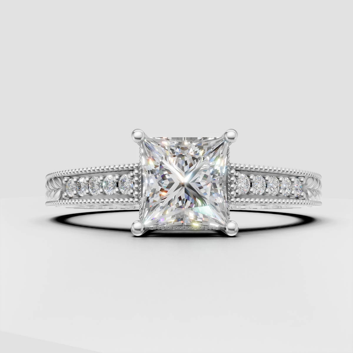 Vintage princess cut diamond engagement ring