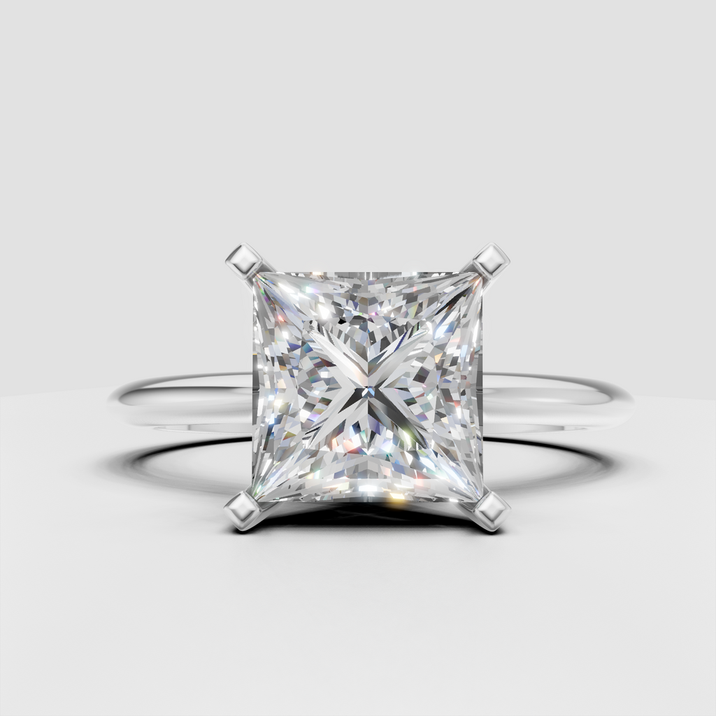 Princess cut diamond engagement ring with smooth polished band