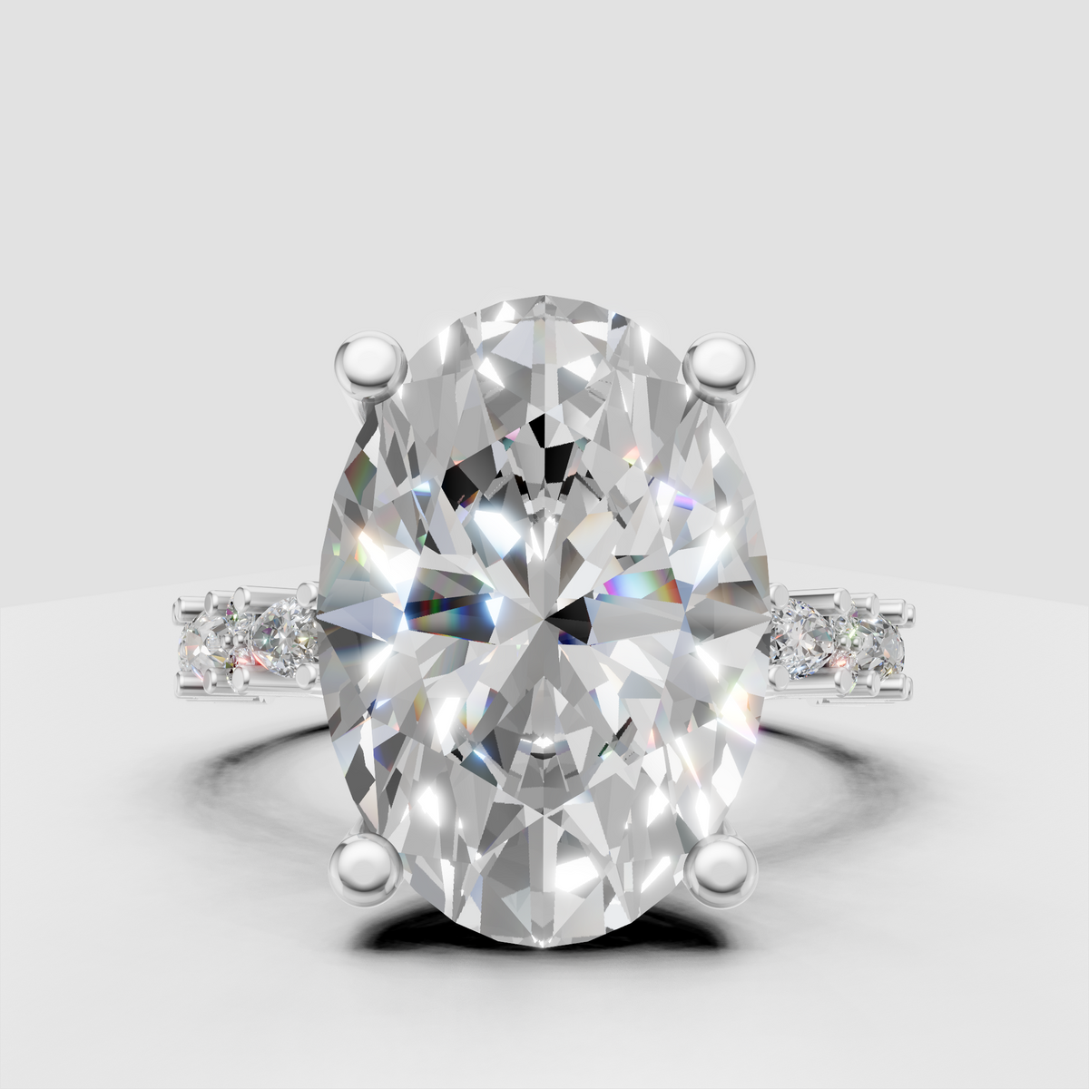 Elegant oval diamond engagement ring with intricate yellow gold band