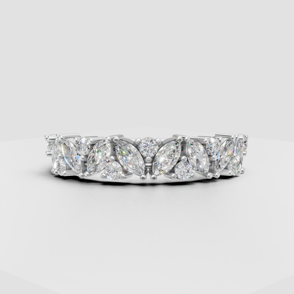 Full eternity diamond band with alternating stone shapes
