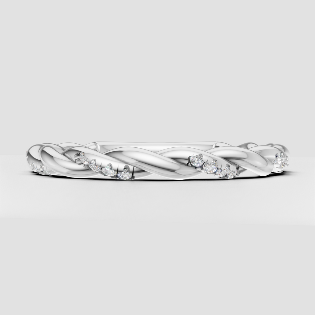 Round diamond twisted wedding ring