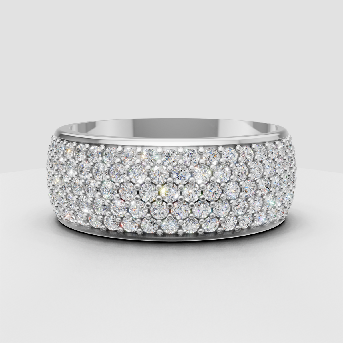 Yellow gold bead-set pavé ring covered with brilliant round stones