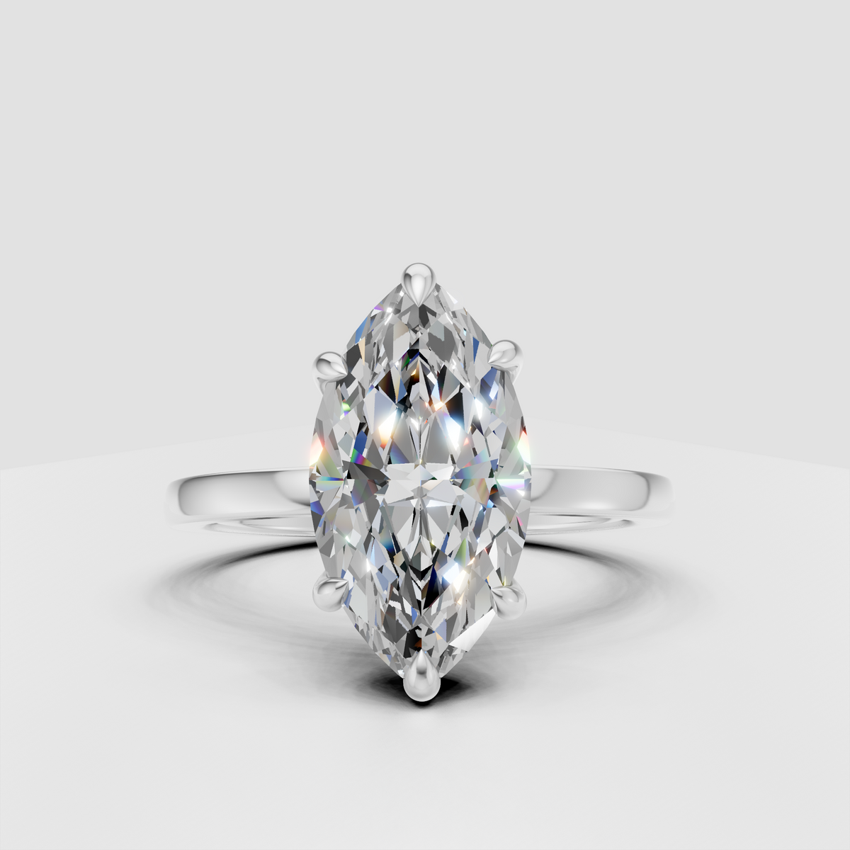Marquise cut engagement ring featuring an elongated center stone