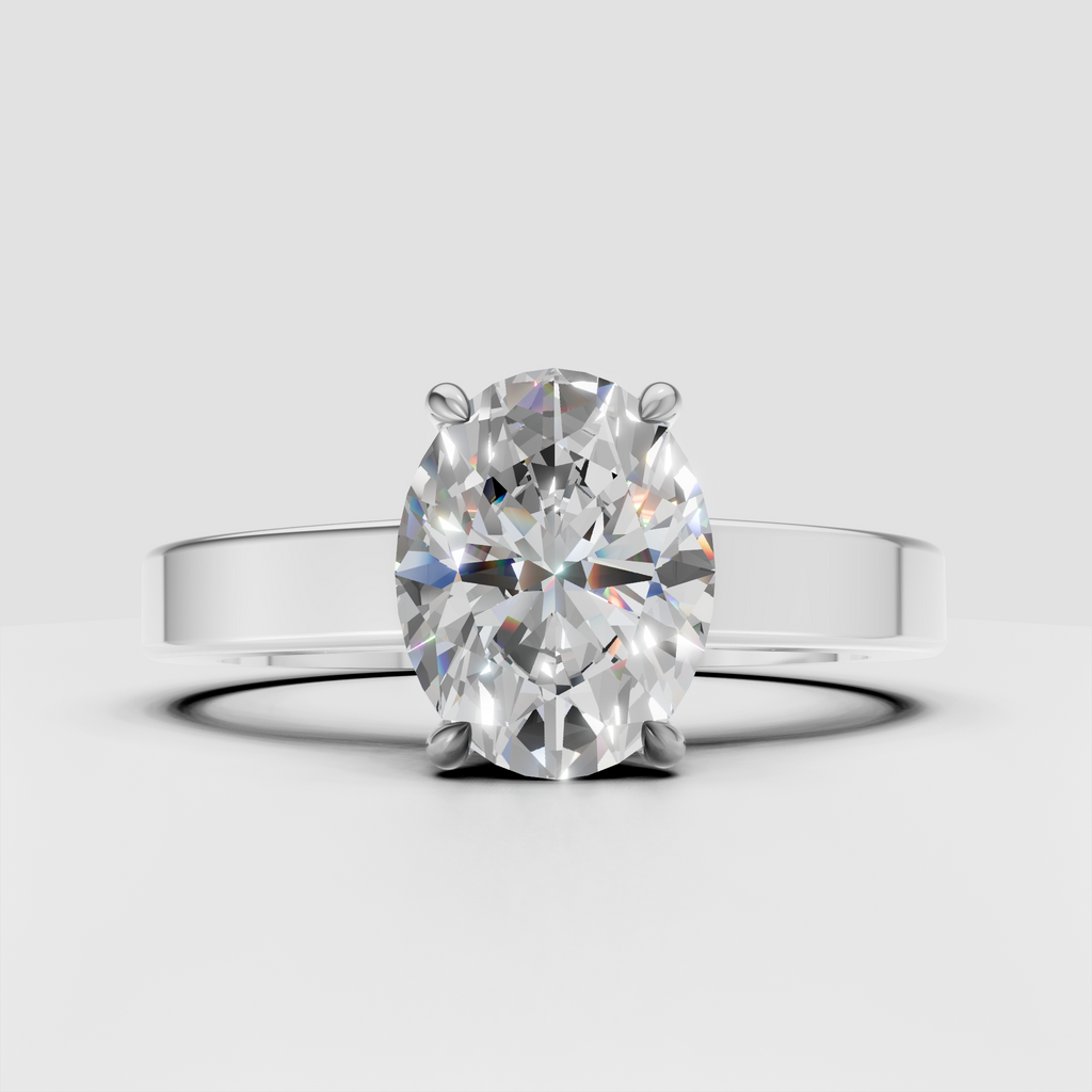 Yellow gold solitaire engagement ring with oval diamond