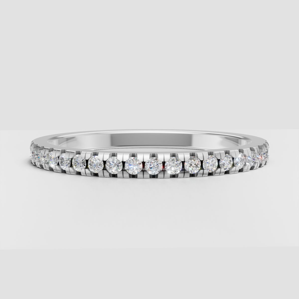 Round diamond bar setting ring with sleek contemporary design