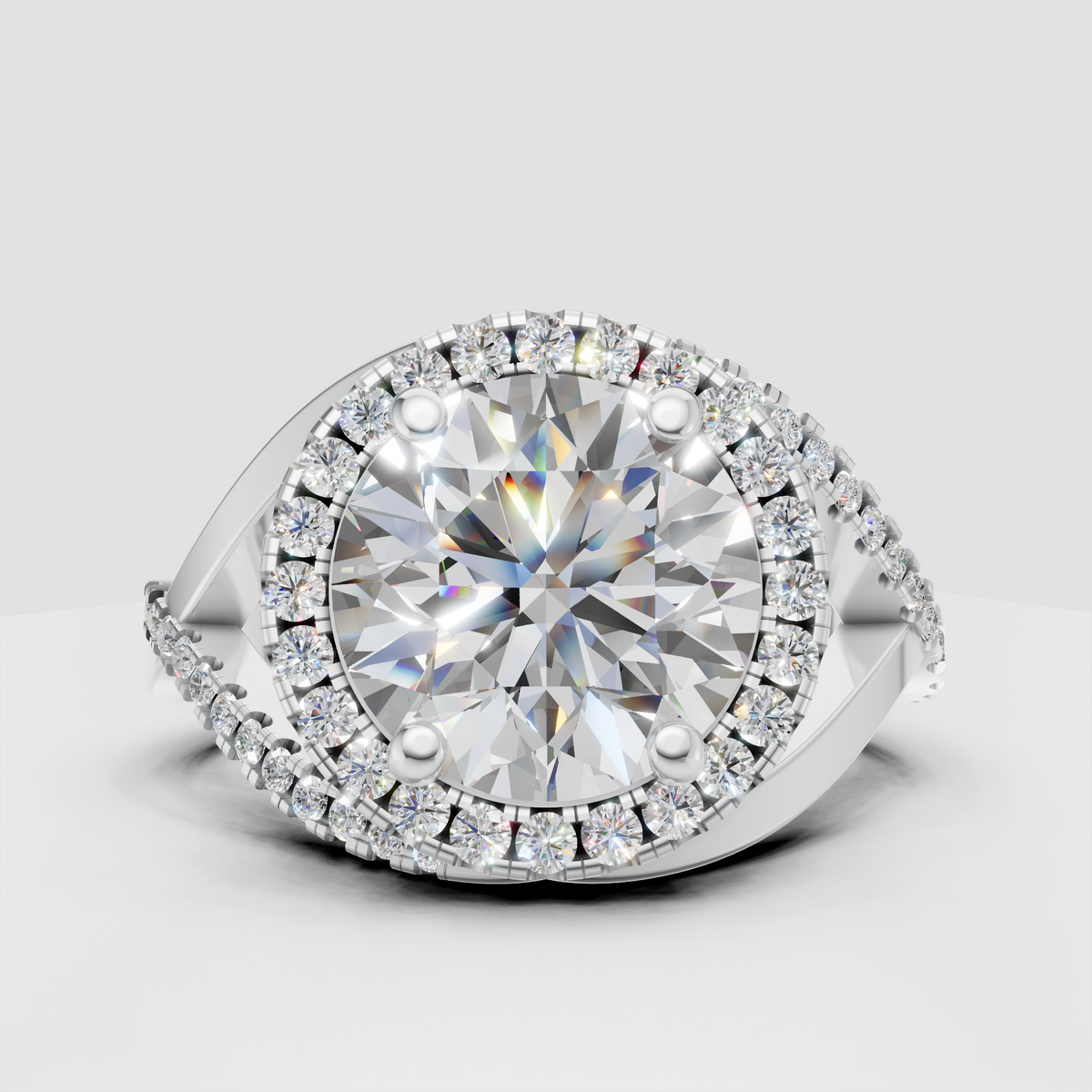 Yellow gold round halo engagement ring