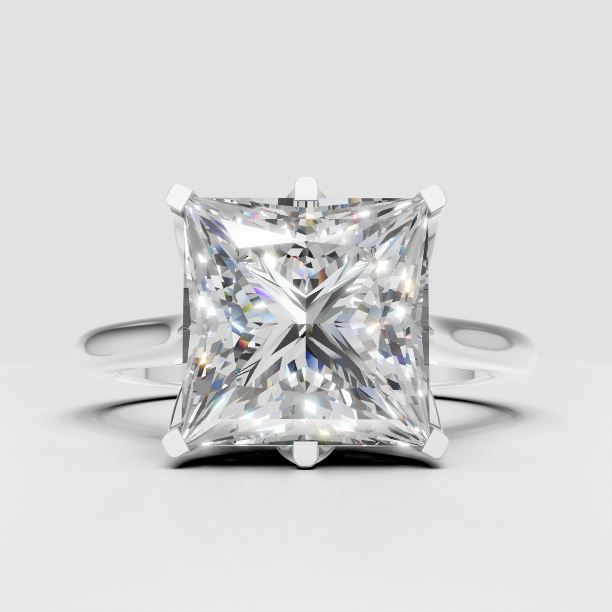Classic princess cut diamond solitaire engagement ring