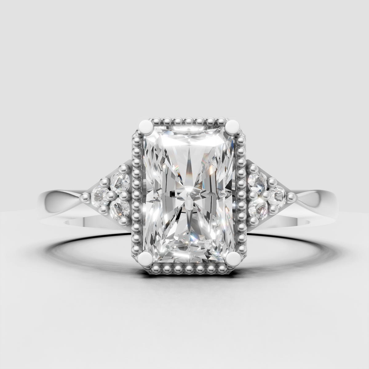 Vintage-style Radiant diamond engagement ring in yellow gold