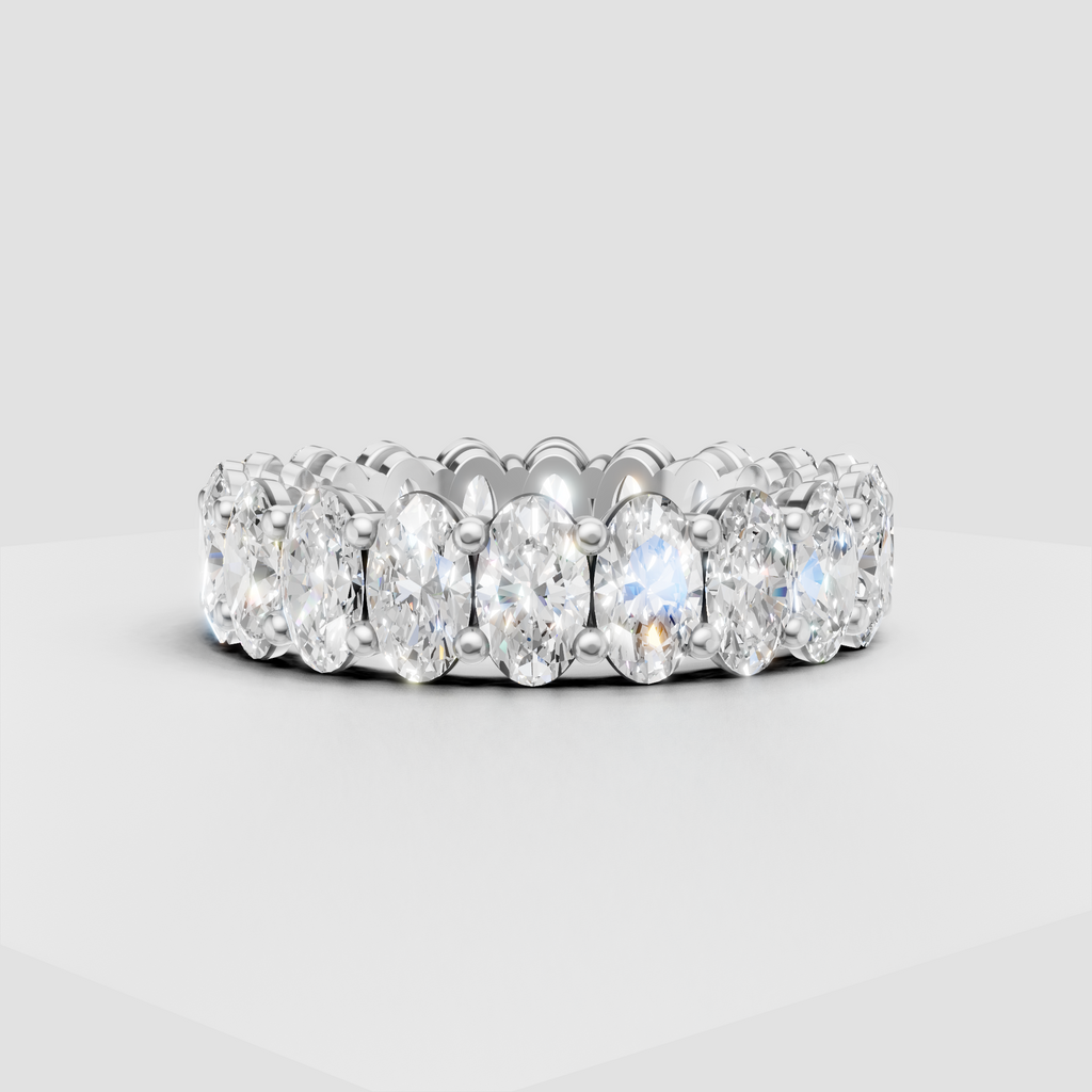 Oval gemstone eternity ring with polished band