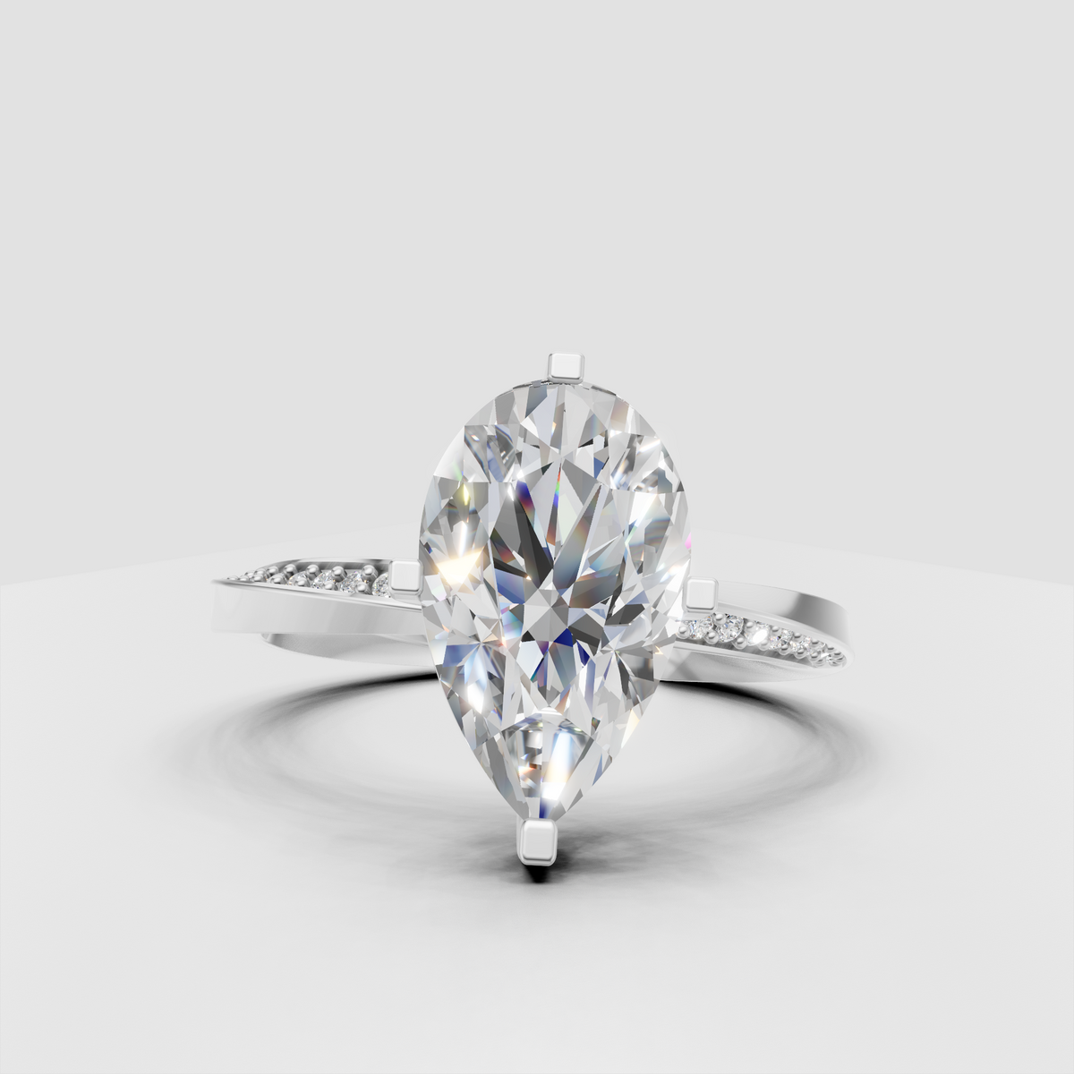 Pear shaped lab grown diamond ring