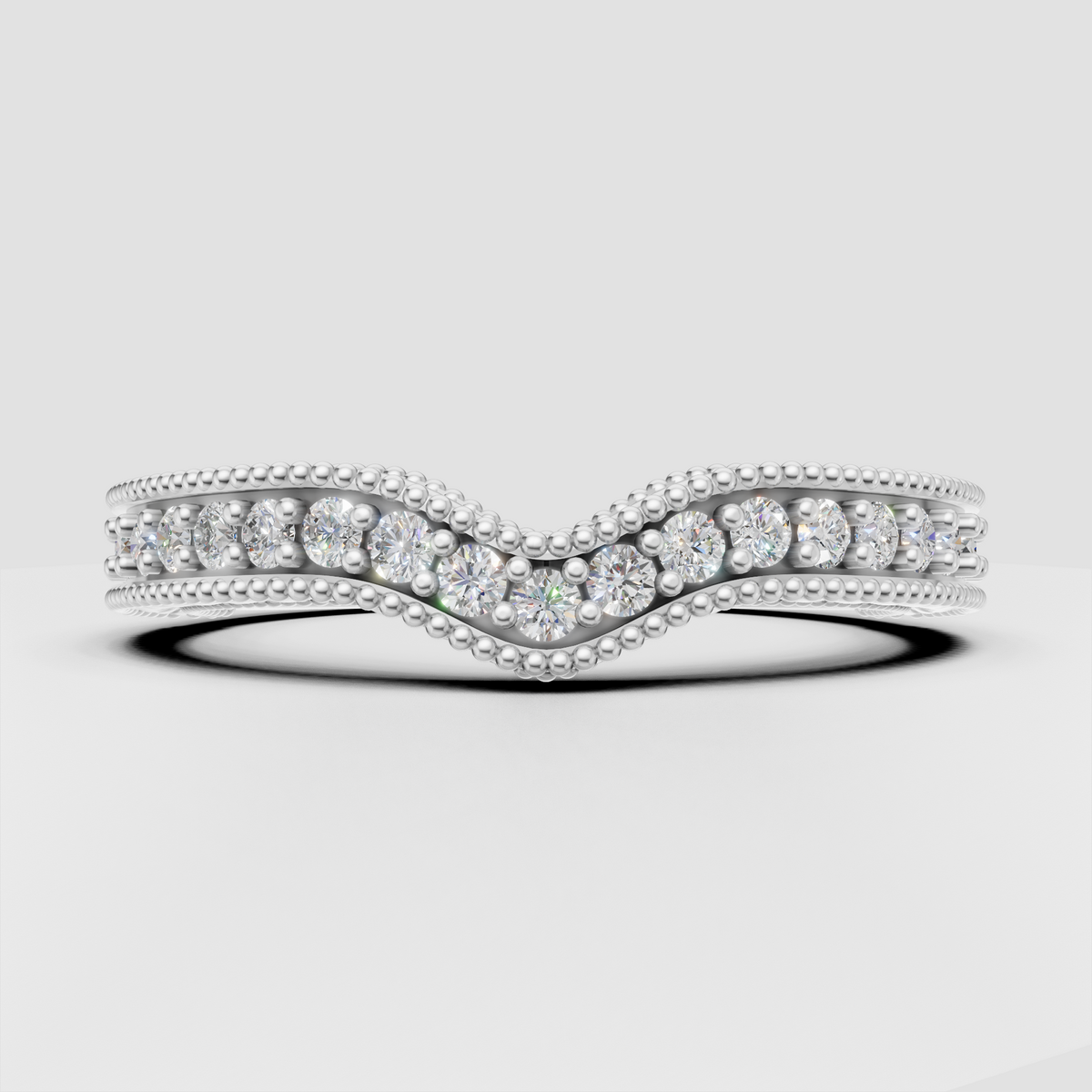 Round cut diamond floral band with sculpted gold motifs
