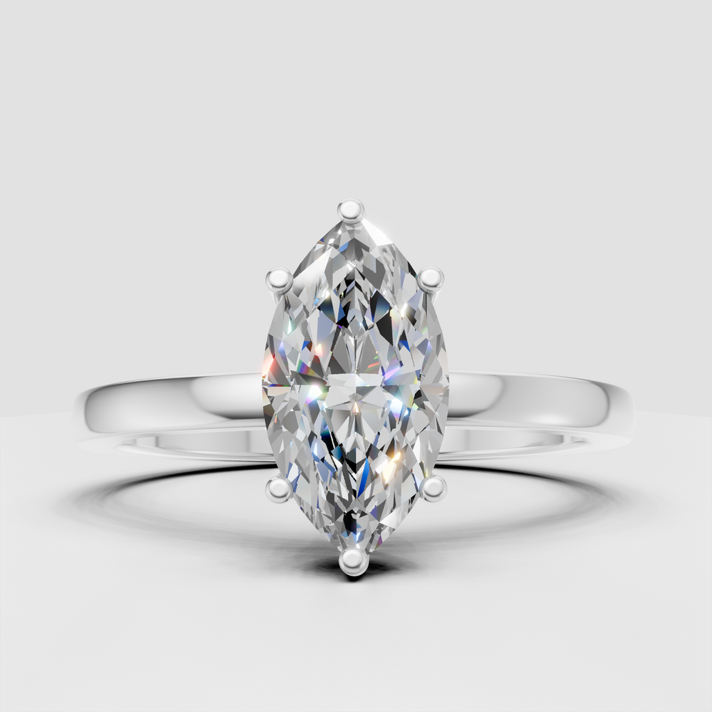 Classic marquise diamond engagement ring with six prongs