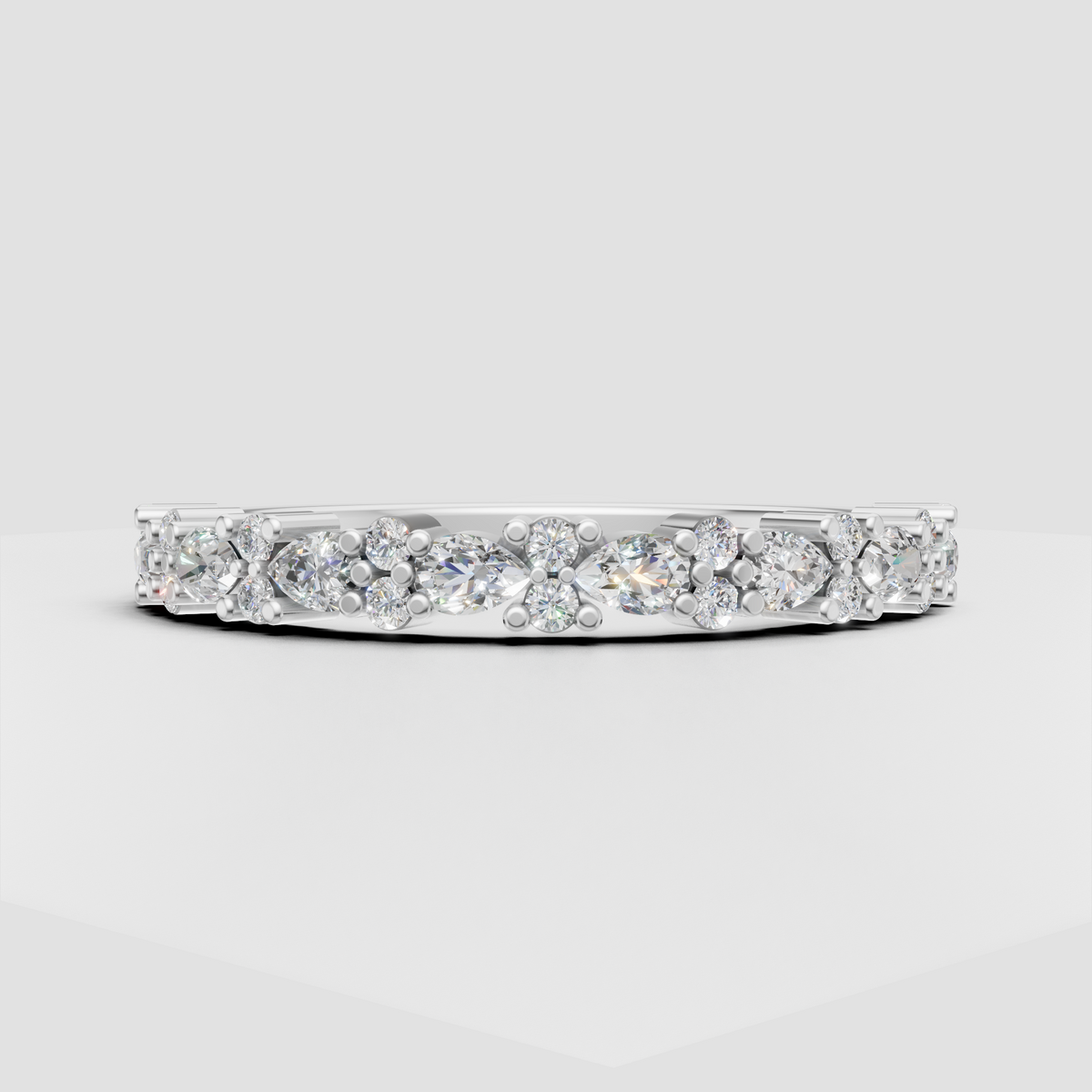 Pear and round cut diamond wedding ring