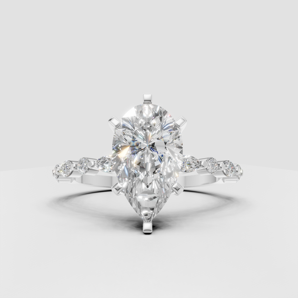 Marquise engagement ring with four-prong solitaire setting