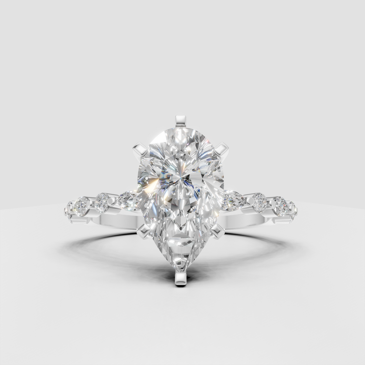 Marquise engagement ring with four-prong solitaire setting