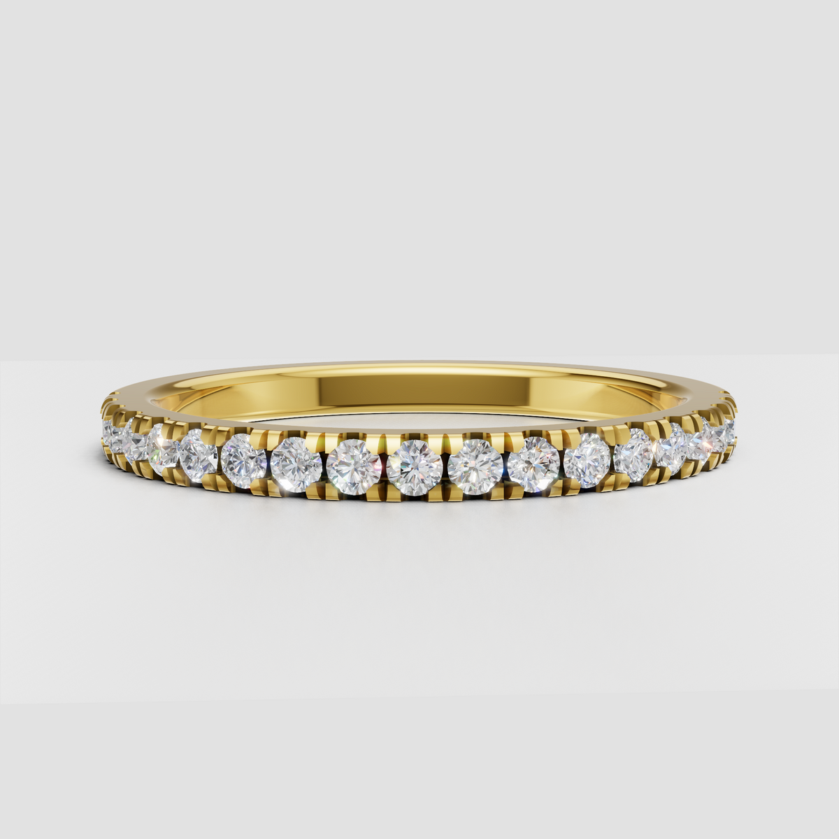 Round diamond eternity band with full circle of brilliant stones