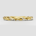Round diamond twisted band in polished yellow gold