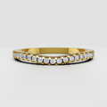 Round cut diamond half eternity wedding band in yellow gold