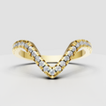V-shaped round diamond wedding band in polished yellow gold