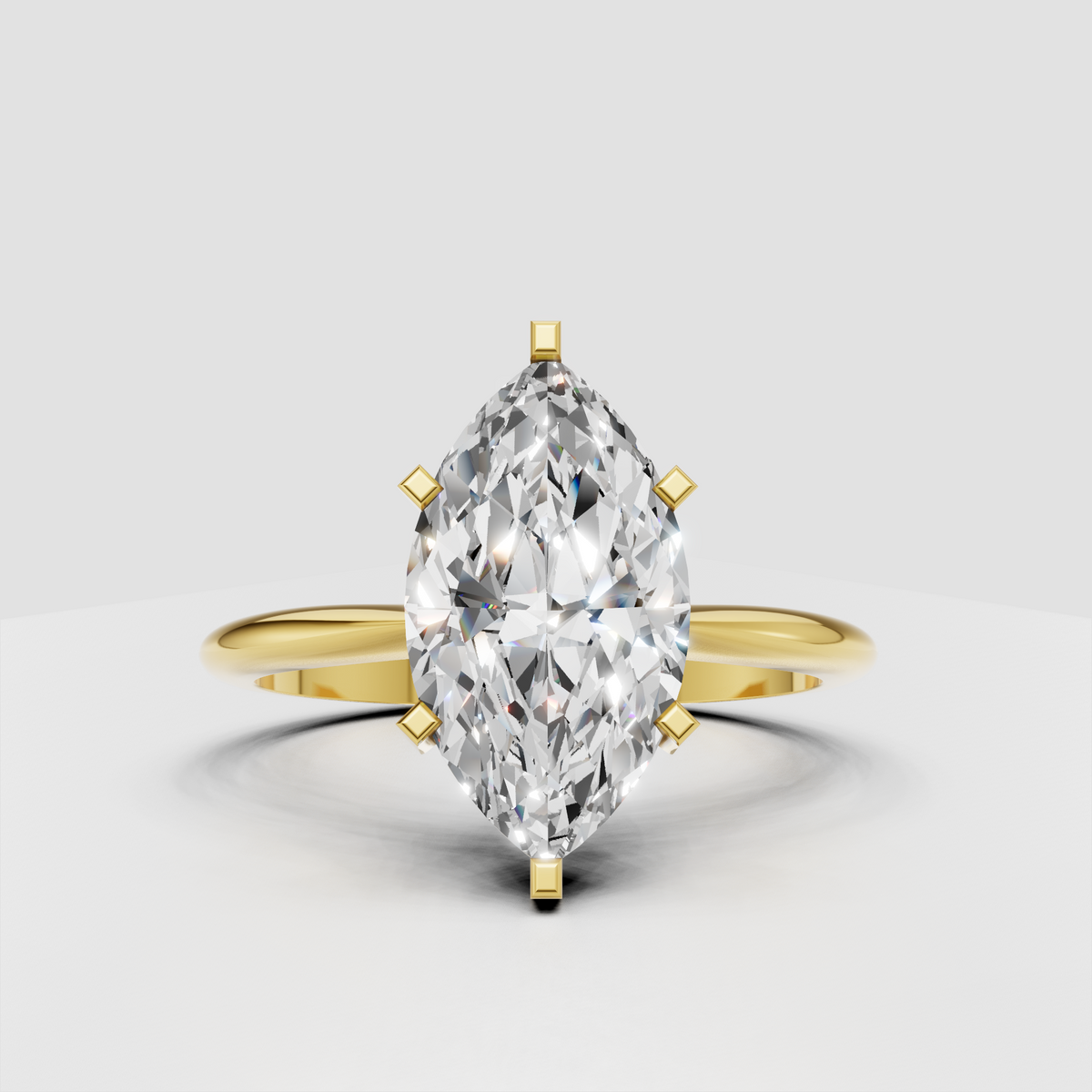 Marquise Cut Lab Grown & Moissanite Diamond Halo Engagement Ring - Image 6