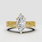 Marquise diamond vintage filigree engagement ring in yellow gold