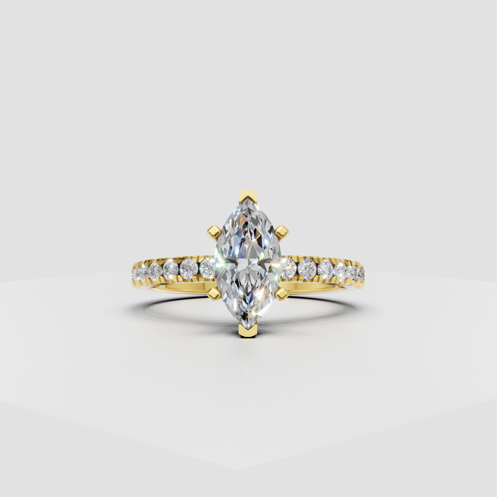 Marquise Diamond Cathedral Shared-Prong Engagement Ring