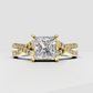 Trillion Cut Lab Grown & Moissanite Diamond Halo Engagement Ring - Image 6