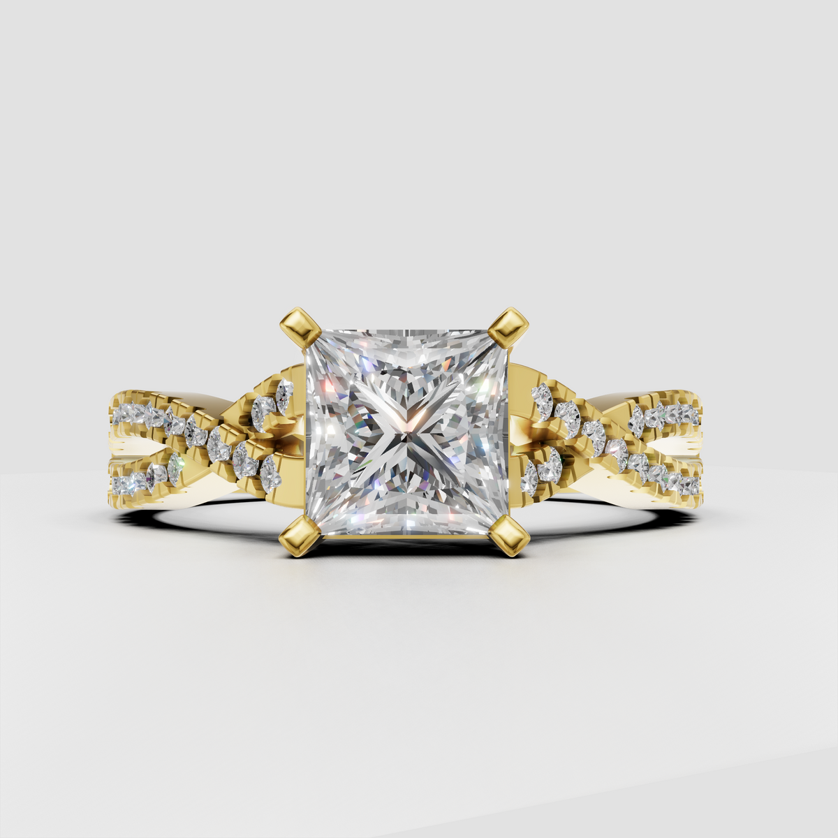 Trillion Cut Lab Grown & Moissanite Diamond Halo Engagement Ring - Image 6