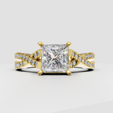 Trillion Cut Lab Grown & Moissanite Diamond Halo Engagement Ring - Image 6