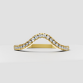 Round diamond curved pavé contour band ring in polished yellow gold
