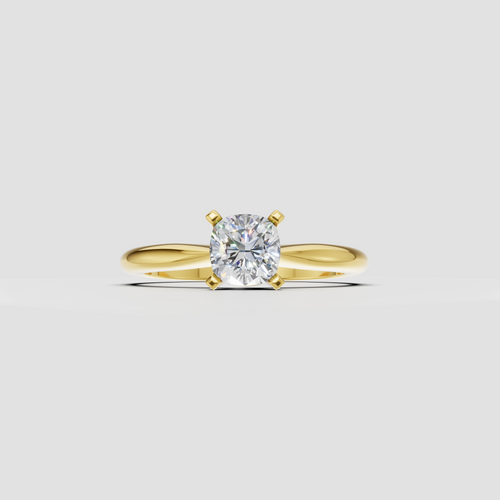Yellow gold cushion cut Diamond engagement ring