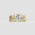 Round cut diamond engagement ring with bezel setting and four-prong accents