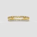 Round diamond geometric eternity band ring in polished yellow gold
