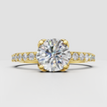 Round cut diamond engagement ring with hidden halo