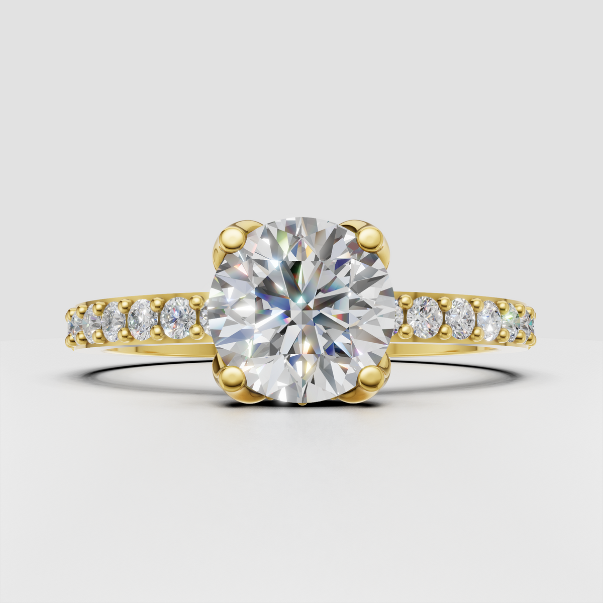 Round cut diamond engagement ring with hidden halo