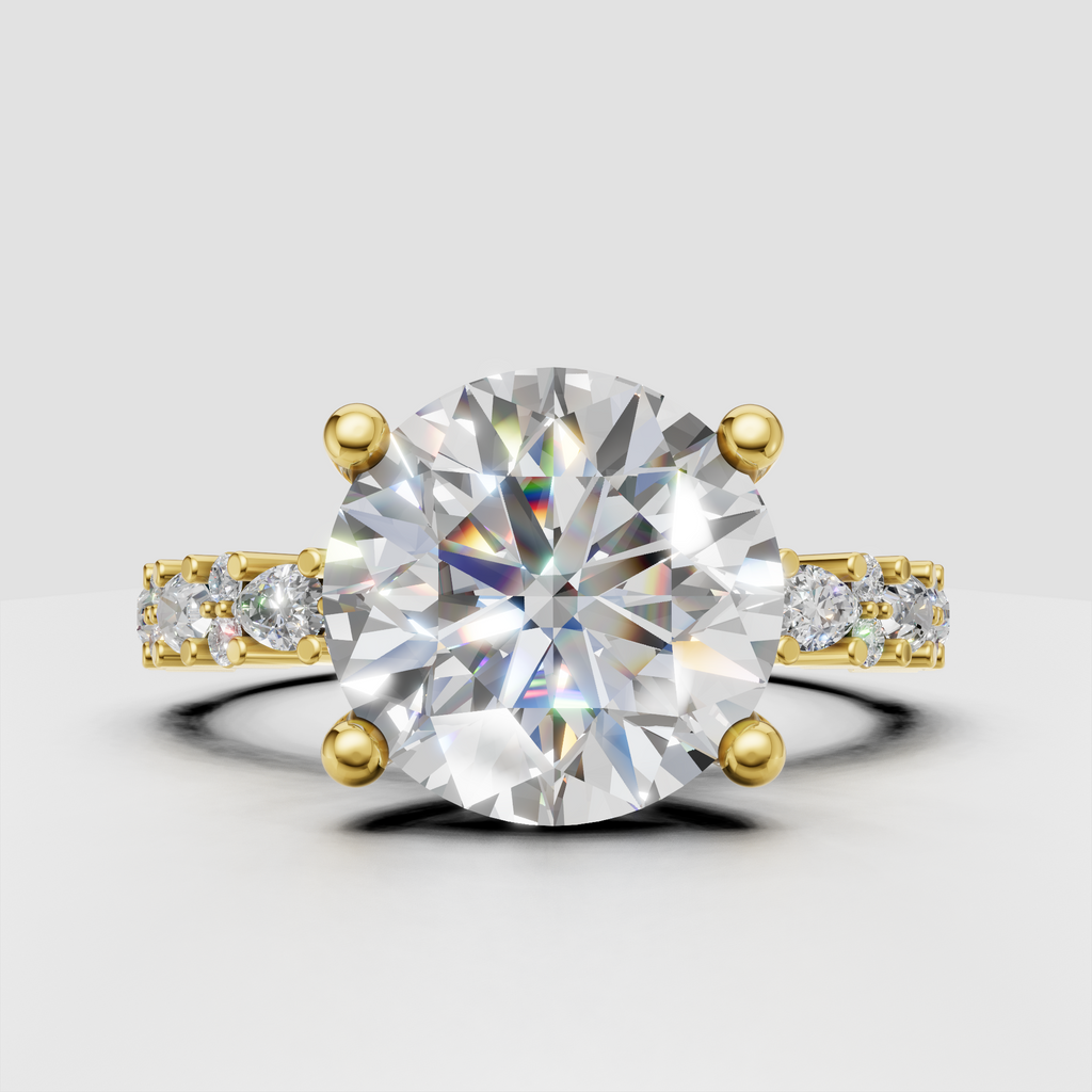 Emerald Cut Lab Grown & Moissanite Diamond Halo Engagement Ring - Image 6