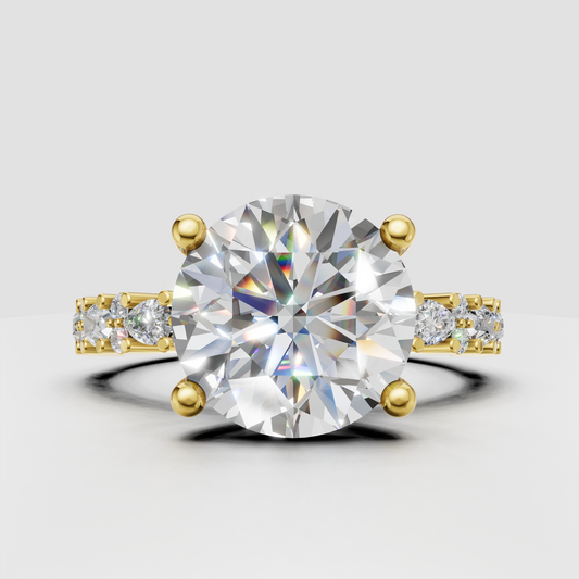 Emerald Cut Lab Grown & Moissanite Diamond Halo Engagement Ring - Image 6