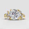 Round cut diamond engagement ring with four-prong floral-inspired setting