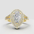 Pear diamond triple halo split-shank engagement ring