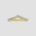 Round diamond chevron band ring in polished rose gold with graduated diamonds