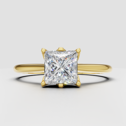 princess cut diamond engagement ring in yellow gold